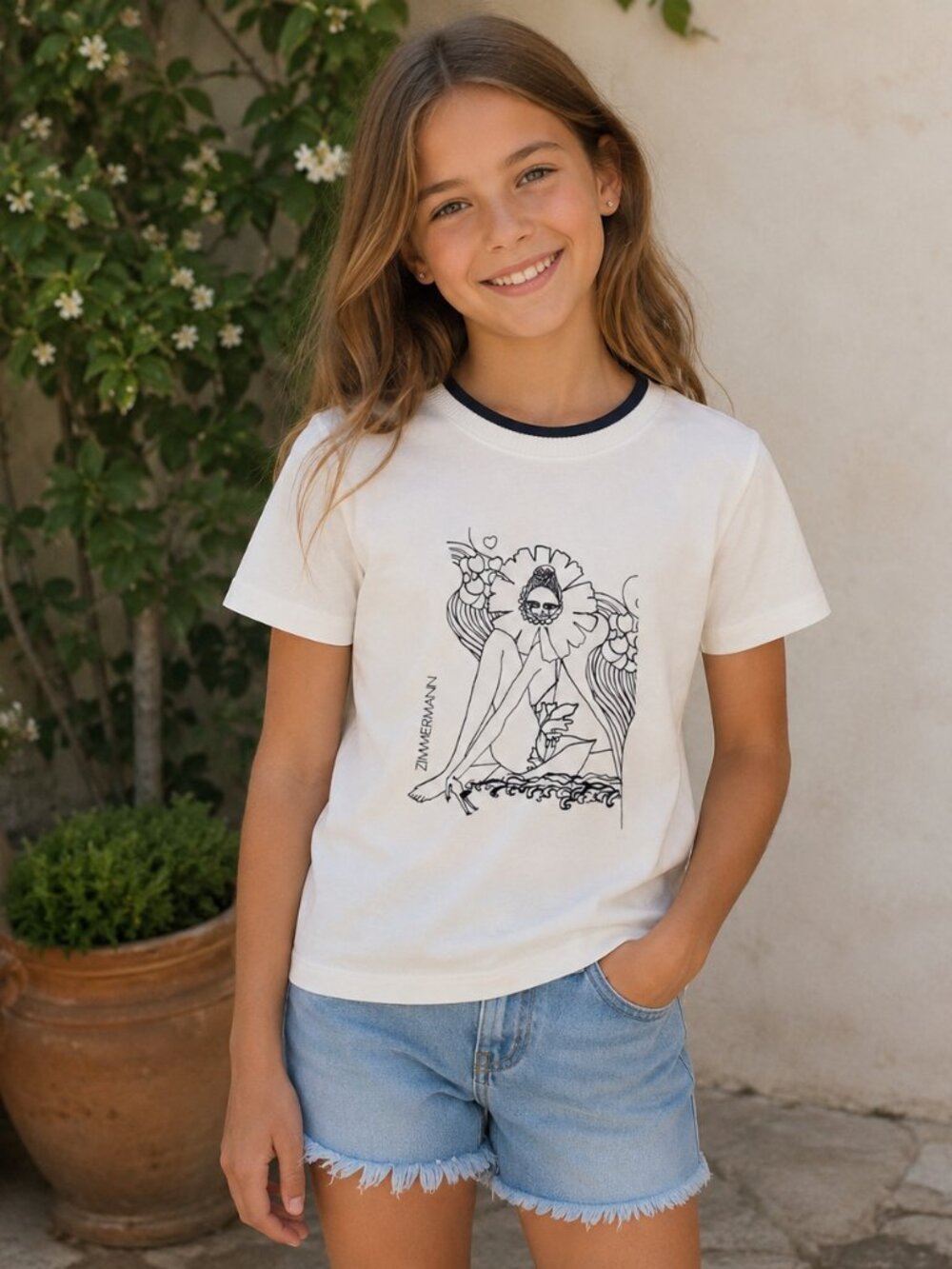 ZIMMERMANN KIDS Anneke printed cotton T-Shirt Tee